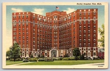 Vintage Postcard, Flint Michigan, Hurley Hospital