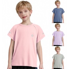 Boy Girl Quick-Drying Sports Shirt Breathable Athletic Top Short Raglan Sleeve