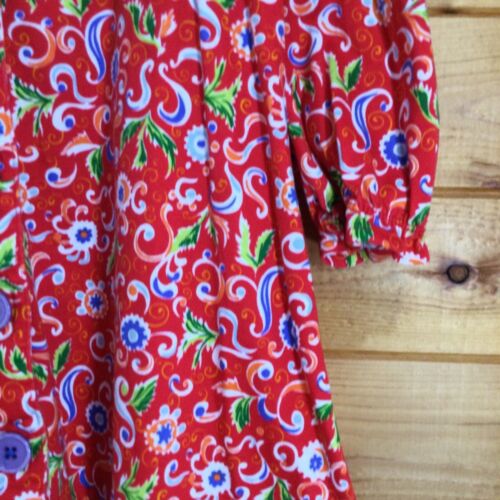 Hannah Anderson Red Floral Dress Long Sleeve Ruffle Neckline Size 100 - Picture 12 of 23
