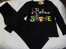 Crazy 8 black I Believe in Sparkle top black pants 1 NWT 4 4T