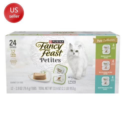 Purina Fancy Feast Gourmet Wet Cat Food Variety Pack with Chicken Salmon Tuna 12 Cans