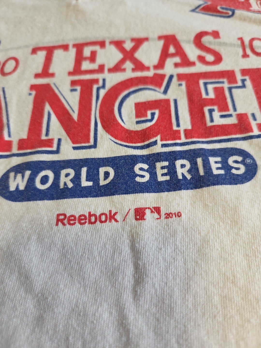 2010 Texas Rangers World Series Reebok Raglan Shirt Henley Men’s 2XL MLb image 3