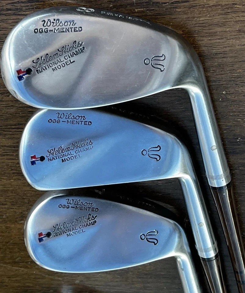 1930’s Wilson Helen Hicks Set: Woods, Irons, 2 Putters: One Wood Shaft Mallet. - Image 4 of 4