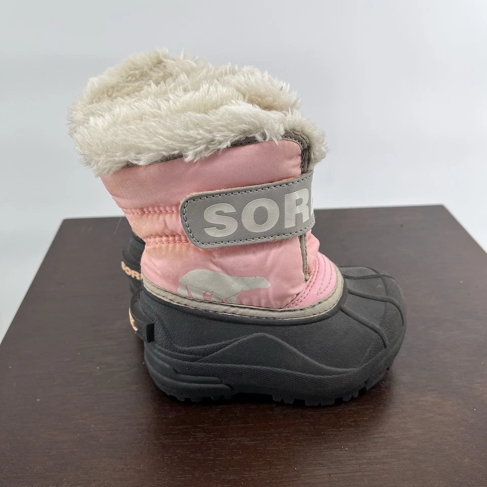 Botas de nieve SOREL para bebés/niños pequeños talla 6 rosa Commander aisladas impermeables Foto 3 de 4