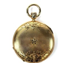 1876 Lady Elgin Solid 18K Gold Hunter Pocket Watch ~74g Heavy Case Antique