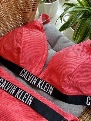 Calvin Klein Bikini Set Gr. XXL 95E NEU mit Etiketten Koralle Schwarz gerippt