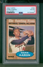 1962 Topps Baseball Card - #394 Hank Aaron All-Star, PSA 4 VG/EX