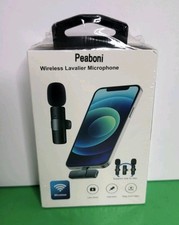 Wireless Lavalier Dual Microphones for USB-C Devices  Black Clip-On Lapel Mic