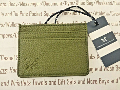CREW CLOTHING Schmales Kartenetui Herren Kompakt Dunkelgrün Etui Pu Brieftaschen Brandneu mit Etikett