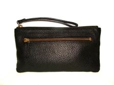 14th & Union Black Pebbled Leather Credit Card Zipper Closure Wristlet - Wallet