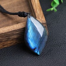 Natural Labradorite Pendant Crystal Necklace Healing Stone Necklace Charm UK