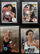 4 NBA Basketball Card Lot, Rookies, Skybox, Stockton, Barkley, Rice, Robinson