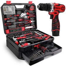 276-Piece Tool Set Kit - Tool kit with 12V Cordless Power Drill Driver Toolbo...
