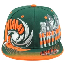 Miami Florida Hurricanes Theme Football Flat Bill Snapback Men Stripes Hat Cap