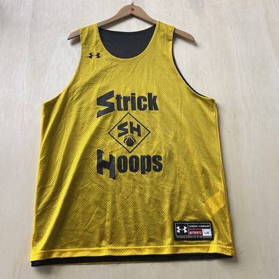 Under Armour Tank Top Shirt Mens Large Yellow Reversible Strick Hoops Basketball