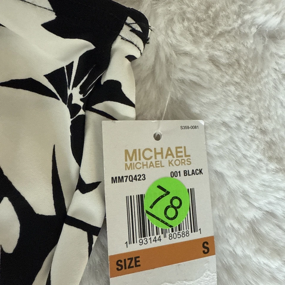 NUEVO CON ETIQUETAS Michael Kors Majesty Palm Swim Cover Up Falda Negro Blanco Minorista $86 - M Foto 4 de 4