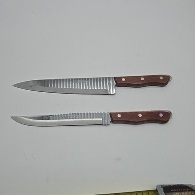 Vintage Pair Maxam Precision Hollow Ground Chefs Knife  Stainless Steel 14'' &13''