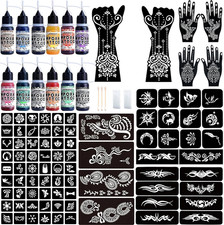 Temporary Tattoo Kit - 12 Bottles Color Temporary Tattoo Ink with 95 Pcs