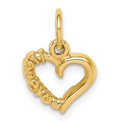 14k Gelbgold poliert I LOVE YOU Herz Charm Anhänger Geschenk für Mutter