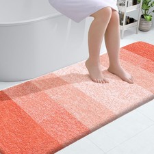 OLANLY Bathroom Runner Rugs Mat 70x24, Extra Soft Absorbent 70" X 24", Coral
