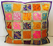 Indian Vintage Handmade Purple Patchwork Boho Cushion Cover Floor Pillow 60x60cm