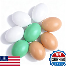 Oligei 8Pcs Wooden Fake Eggs 3 Colors Dummy Eggs Poultry Mannequin Nest Eggs