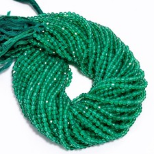 Natural Green Onyx Gemstone Round Shape Faceted Beads 4X4 mm Strand 12.5" AB-674