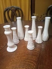 Vintage Milk Glass Bud Vases Lot Set Of 8