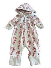 Monica + Andy candy cane hooded romper 0-3 months