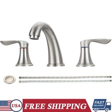 3 Hole 8 Inch Widespread Bathroom Basin Faucet Set Double Handle Brushed Nickel