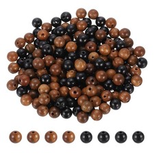 200pcs Round Wooden Beads, 1.7mm Hole Dia 6mm Dia Black Red Brown