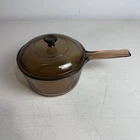 Vision Corning Ware 1.5L Amber Glass Saucepan w Lid USA Pyrex  1.5L Vintage