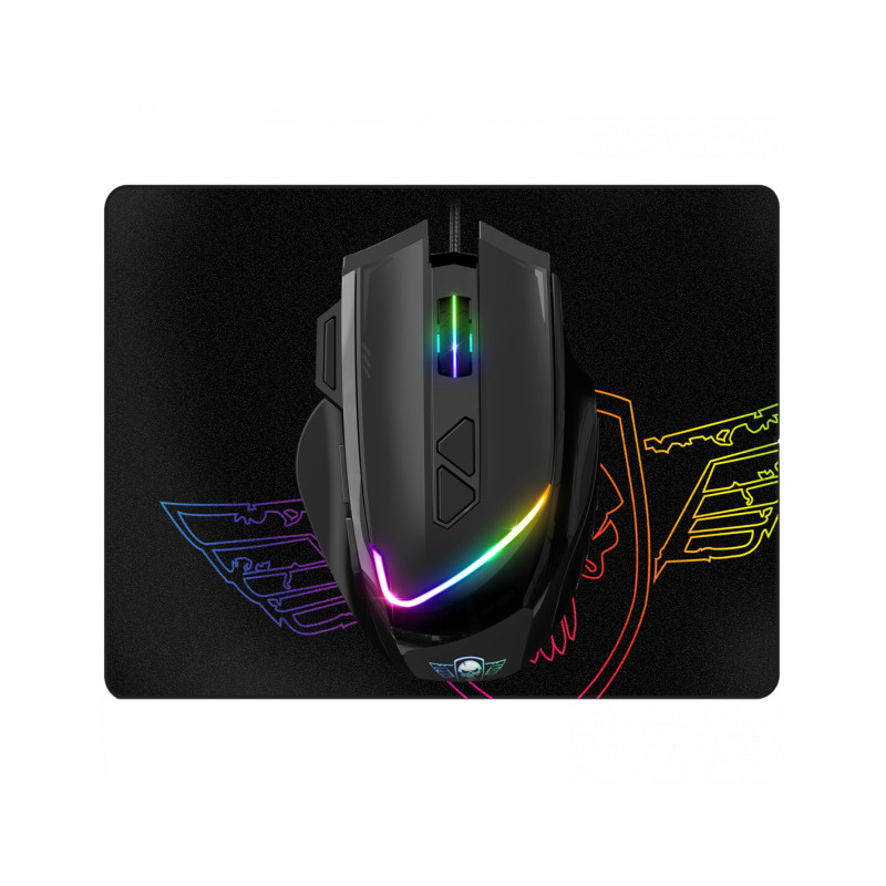 Souris filaire gaming PRO-M3 avec tapis de souris noir et éclairage LED