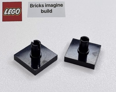 2 x Lego Vintage schwarz 2460 Technic Fliese modifiziert 2x2 mit Pin - 14C