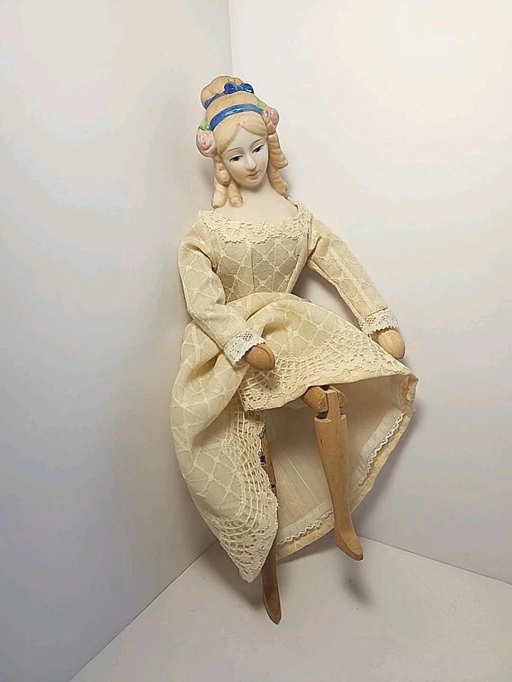 Muñeca Shackman Early American Articulada Madera y Porcelana Hecha en Japón Muñeca 9.5" Foto 2 de 4