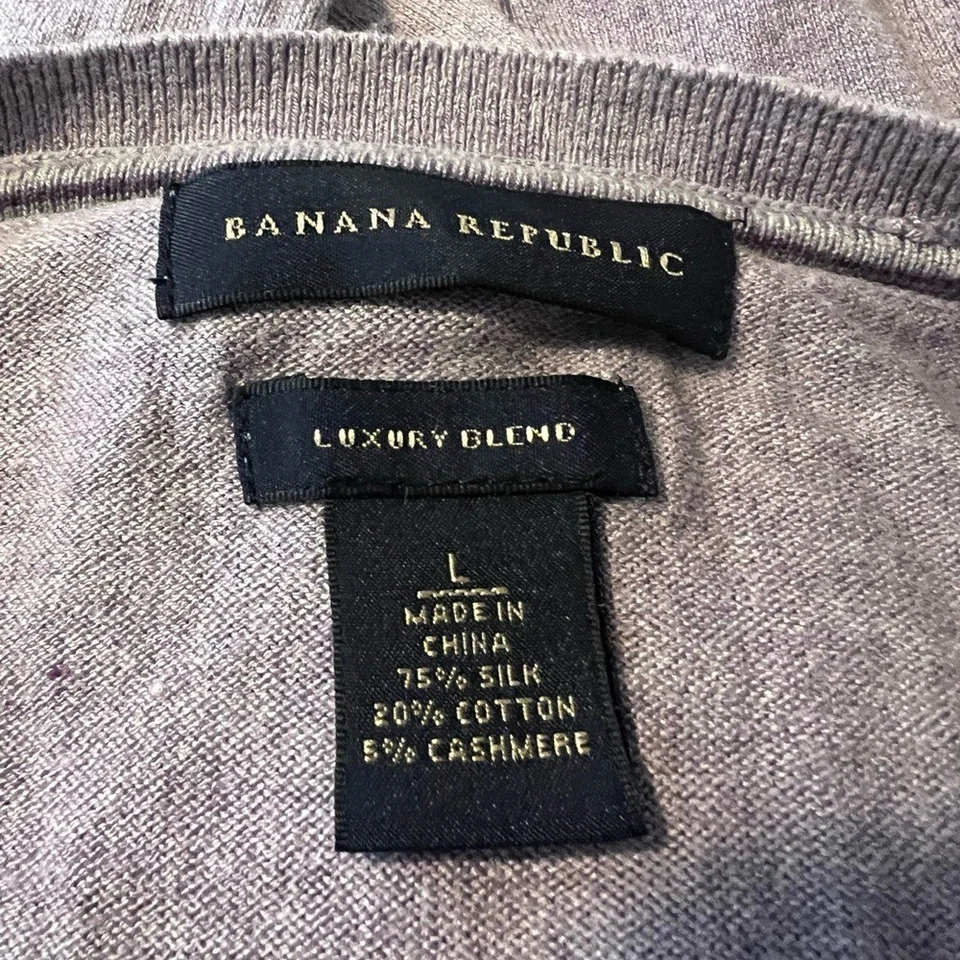 Banana Republic Luxury Blend V Neck Silk Cotton Cashmere Sweater Large Purple - Image 3 of 4