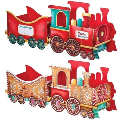 ANIANHAO Christmas Train Gift Holder Festive DIY Cardboard Train for Presents & Treats