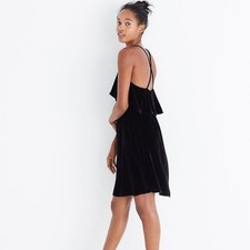 Madewell Black Velvet Open Back Mini Dress Women's  XS NWT Party Slip Cami 90s