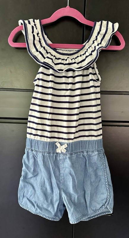 Girls Size 5T Romper Oshkosh Denim Bottom 