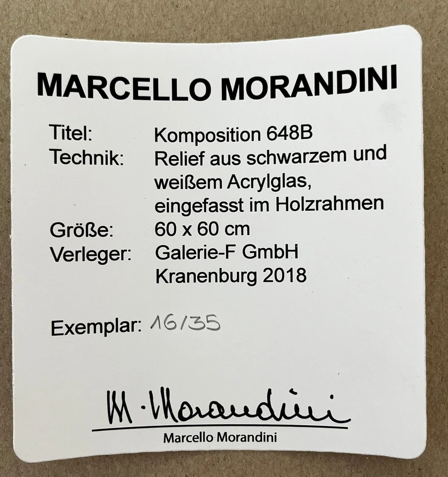 Morandini, Marcello - 648B - 3D-Konstruktion/Relief - gerahmt - handsigniert - Bild 3 von 4