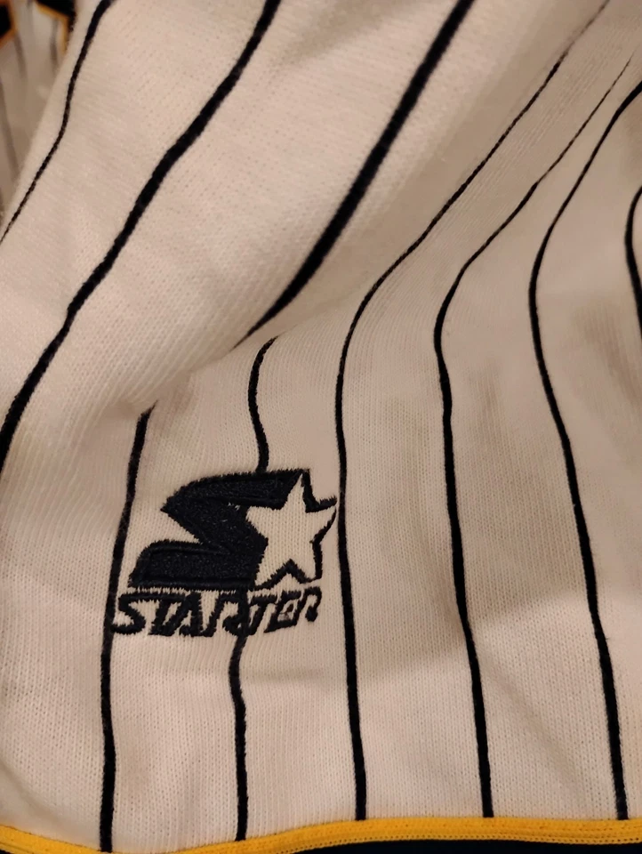 Vintage 90's Starter Indiana Pacers Pinstriped NBA Baseball Jersey - Image 4 of 4