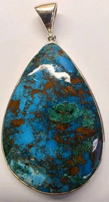 Amazing Chrisocolla Pendant SS 925 Large High-quality Cabochon - Image 1 of 4