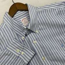 Brooks Brothers Oxford Shirt men's XL Blue White Striped OCBD Button Down Supima