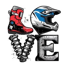 Dirt Bike Love Sticker 2 Inch Motocross Helmet Boots Adrenaline Sport Racing 