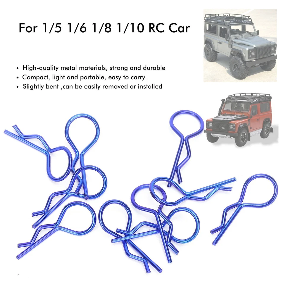 10Pcs 13MM RC Car Shell Clip RShape Metal Body Clips Pins for 1/5 1/6 1/8 1/10 - Image 2 of 4