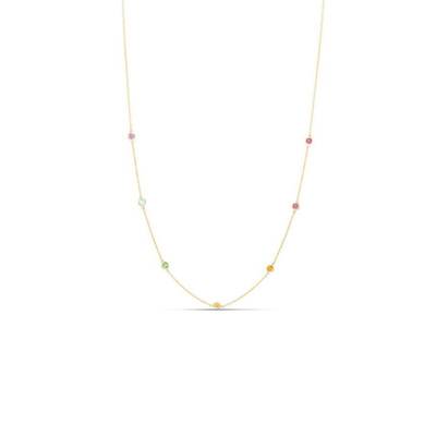  Multi Edelstein Bahnhof Halskette 14K Gelbgold verschiedene Edelsteine