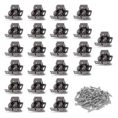 24 Pack Double Roller Catch Cabinet Latches with Spear Strike for Cupboard Cl
