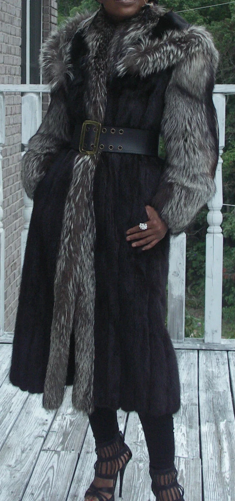 Black mink jacket with hood 2025