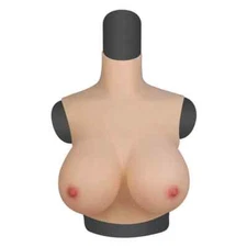 Silicone Breast Plate G Cup High Collar for Crossdresser Drag Queen Cosplay