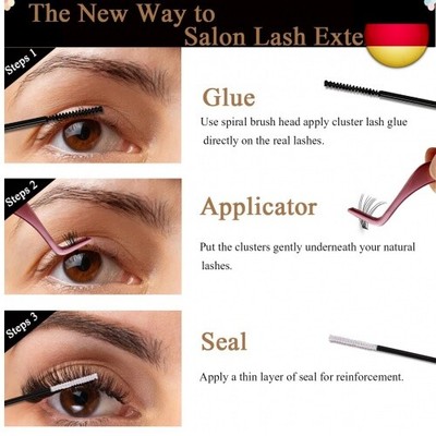 120-teiliges Wimpern Extensions Set Für Zuhause - Mit Pinzette, Kleber & Clustern (8-16mm)